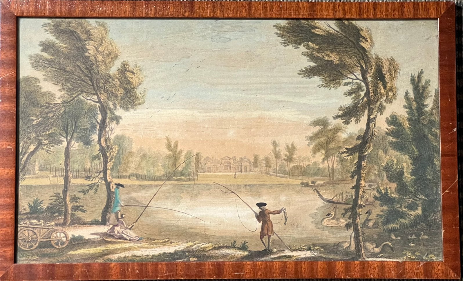 Gravure Engelse landschapstuin, Antiek en Kunst, Ophalen of Verzenden