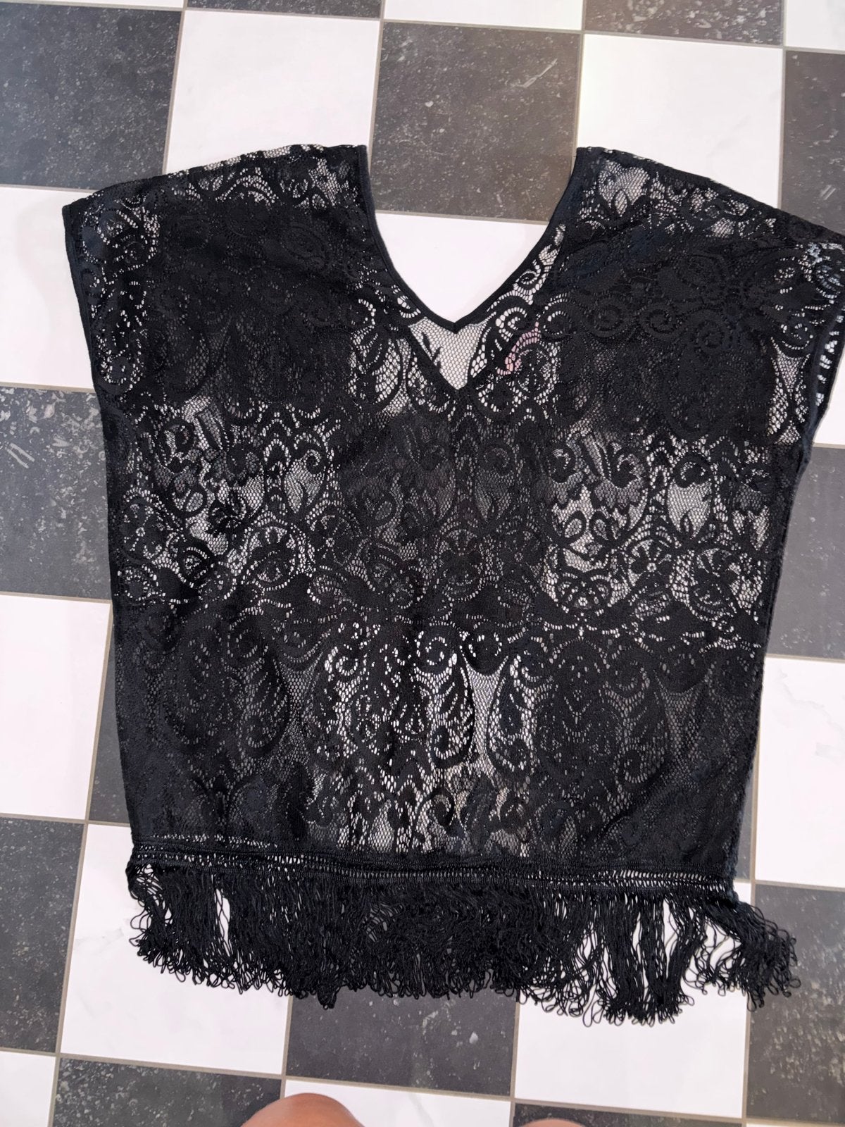 Hunkemöller strandjurk M - Zwart kanten cover-up, Ophalen of Verzenden, Zo goed als nieuw, Zwart, Overige typen