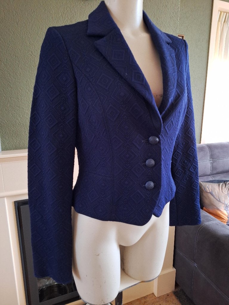 Marie Mero schitterende blauwe blazer S M 36 38 in topstaat, Maat 38/40 (M), Marie Mero, Zo goed als nieuw, Jasje