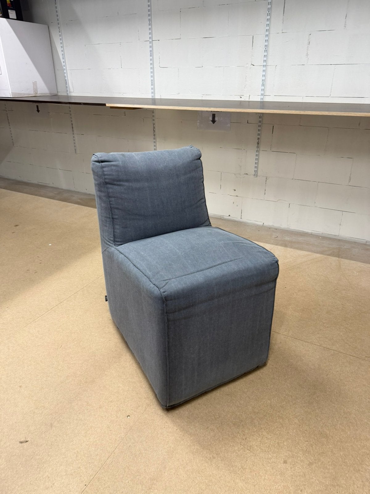 6 PMP Stoelen met wieltjes - Denim stof €150 voor 6, Huis en Inrichting, Stoelen, Ophalen, Blauw, Zo goed als nieuw, Stof