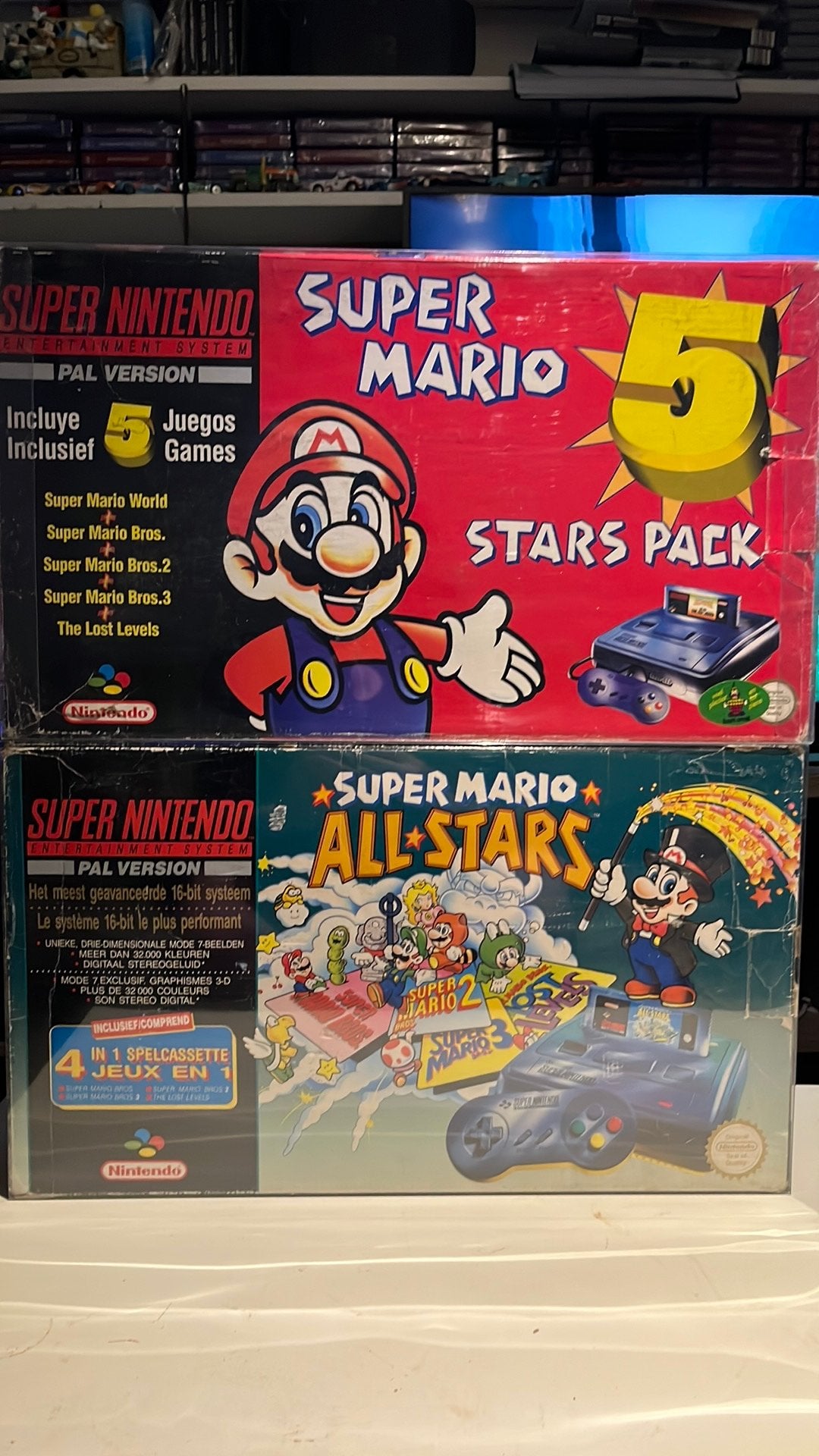 Super mario all stars cib en super mario 5 stars pack cib, Ophalen, Zo goed als nieuw, Met 2 controllers