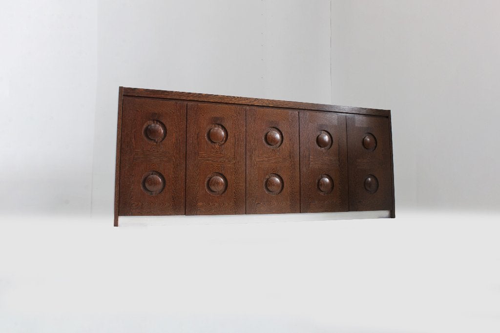 Vintage Brutalist Sideboard 1970s, Huis en Inrichting, Kasten | Dressoirs, Ophalen of Verzenden, 200 cm of meer, 25 tot 50 cm