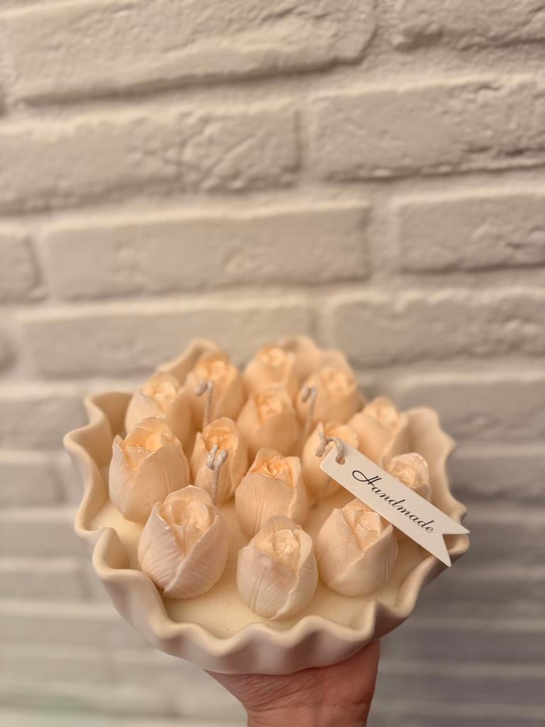 Handmade kaars ‘Tulpen’, Verzenden, Nieuw, Overige materialen