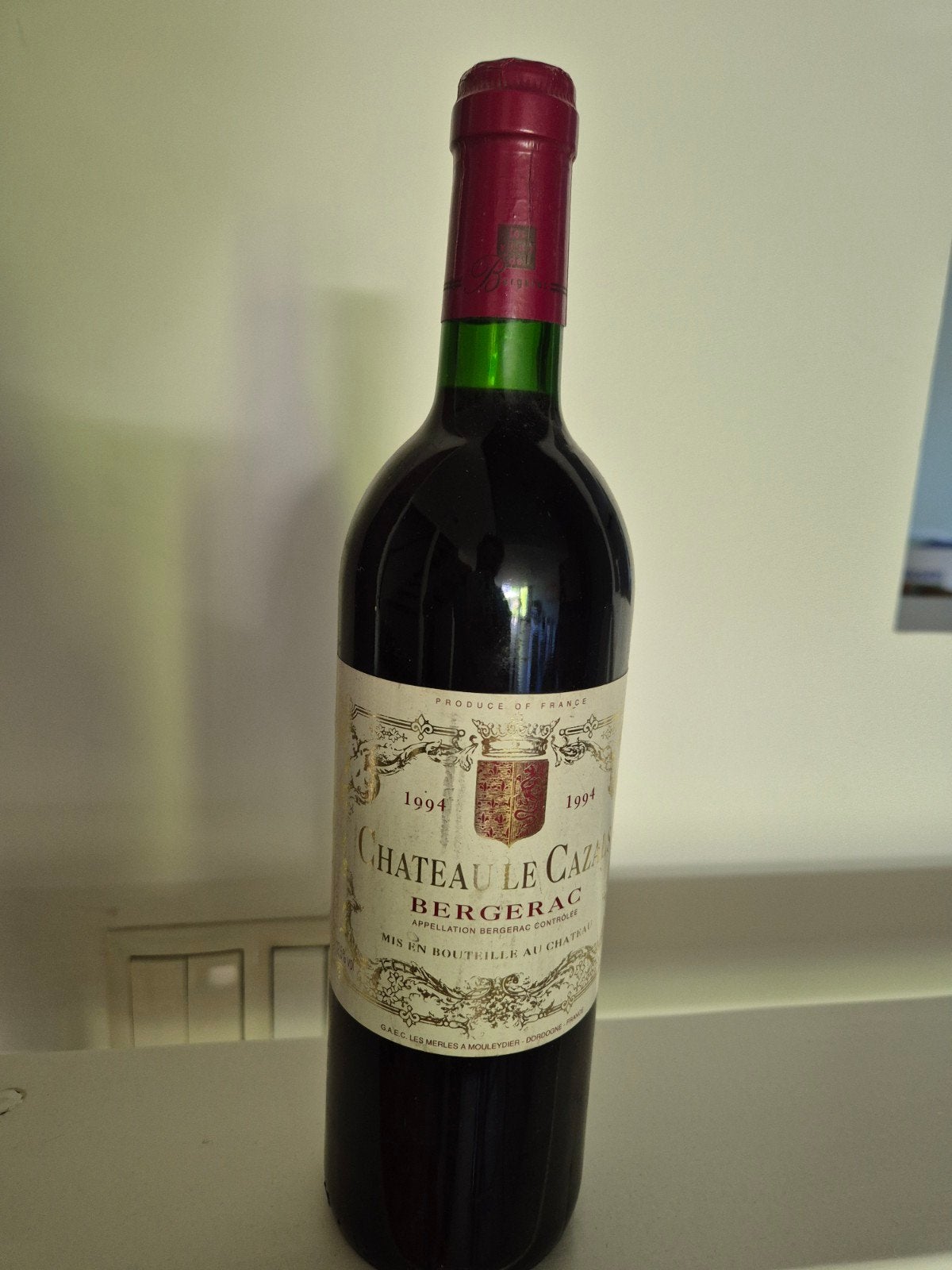Chateau Le Caz 1994 Bergerac Rode Wijn, Ophalen, Frankrijk, Rode wijn