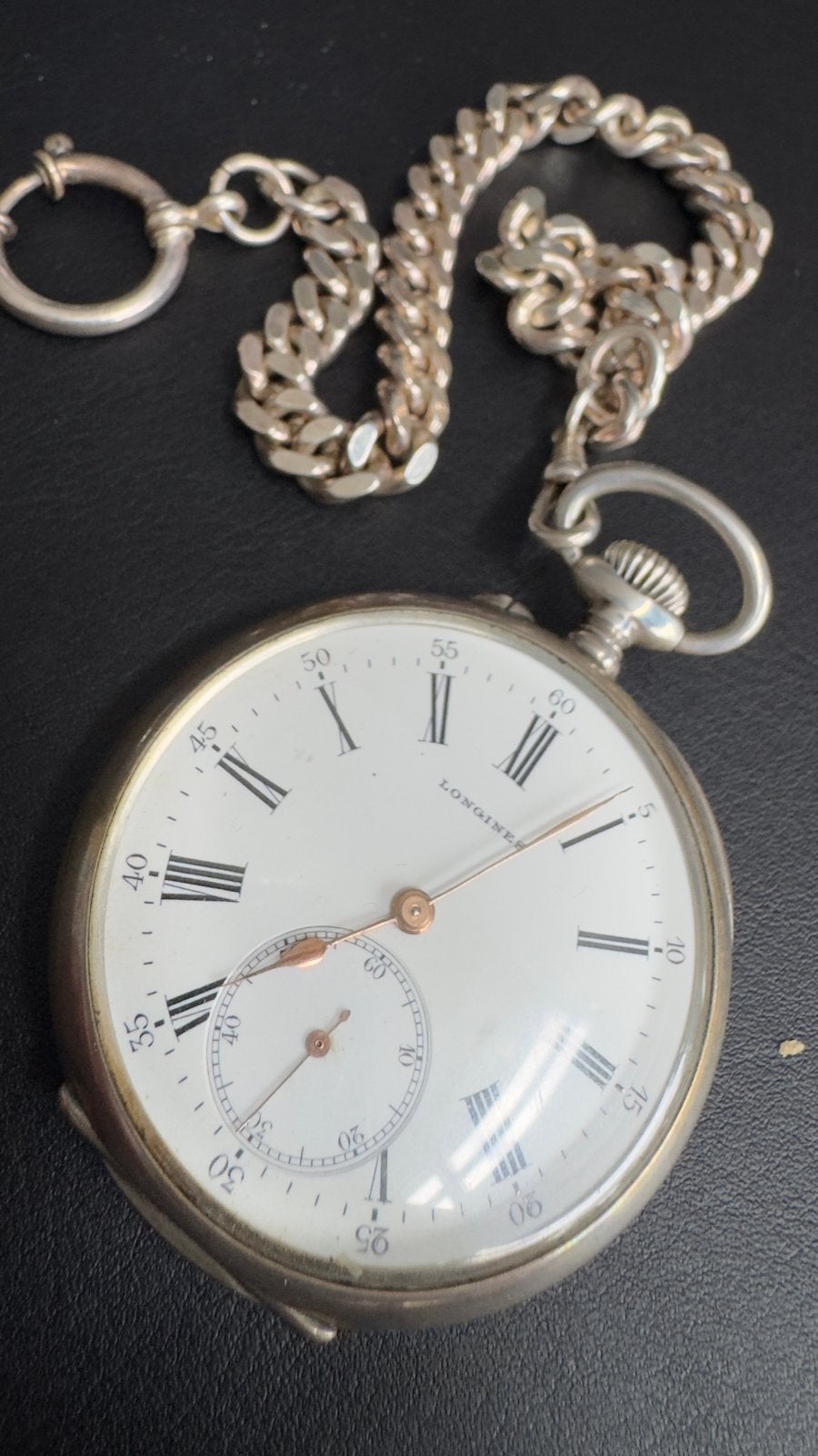 Antiek Longines Zakhorloge met Zilveren Ketting, Sieraden, Tassen en Uiterlijk, Horloges | Antiek, Zakhorloge, Ophalen of Verzenden