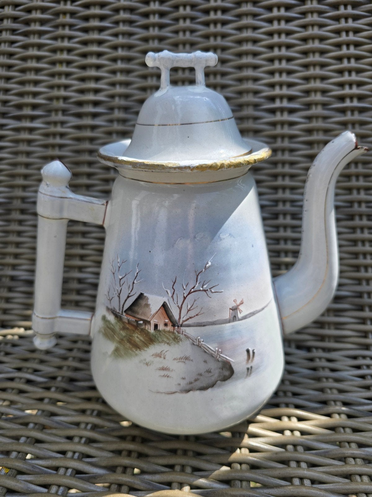 Emaille koffiepot schaatshandvat, Ophalen of Verzenden