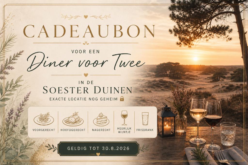 dinerbon, Tickets en Kaartjes, Kortingen en Cadeaubonnen, Twee personen, Cadeaubon, Overige typen