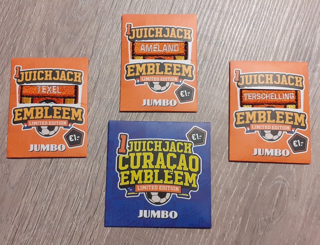 Jumbo Set emblemen Ameland/Curacao/Terschelling/Texel, Jumbo, Verzenden