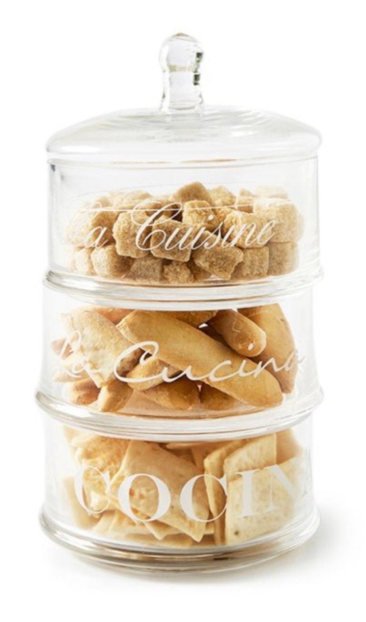 Glazen voorraadpot riviera maison, 3 lagen, Ophalen, Voorraadpot, Overige merken, Glas