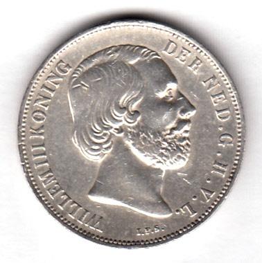 Willem III - 1 gulden 1863 ZF+ -Sch.615, Verzenden, Koning Willem III, 1 gulden, Zilver