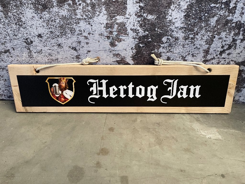 Hertog Jan houten reclamebord. Prachtig bord voor mancave, Verzamelen, Ophalen of Verzenden, Nieuw, Reclamebord, Plaat of Schild