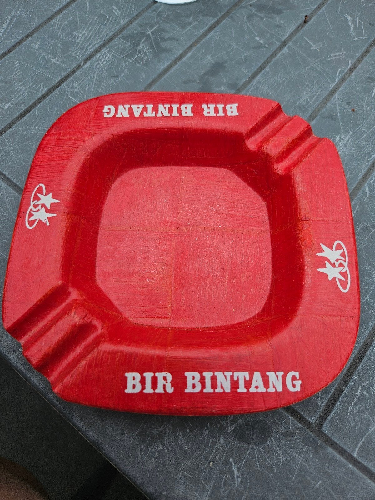 Bir Bintang Asbak - Rood Houten Asbak, Ophalen of Verzenden, Gebruikt