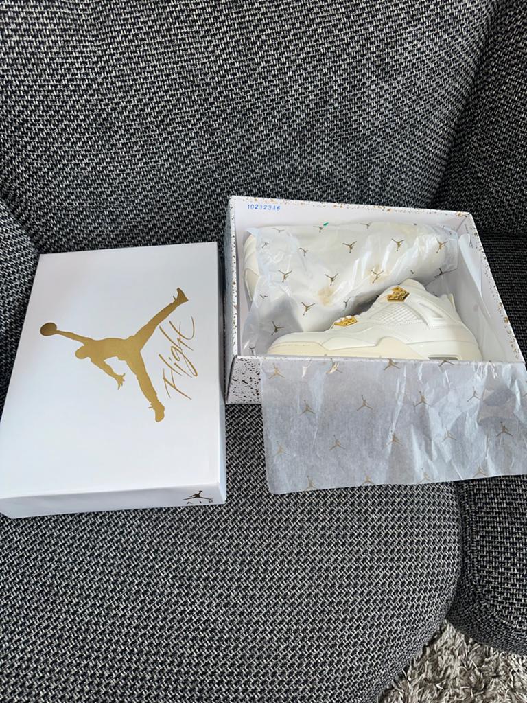 Nike Air Jordan 4 Retro 'Metallic Gold', Ophalen of Verzenden, Nieuw, Wit, Sneakers of Gympen