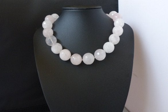 ROZENKWARTS (20 mm) ketting/oorhanger-set, Sieraden, Tassen en Uiterlijk, Kettingen, Verzenden, Nieuw, Steen of Mineraal, Roze