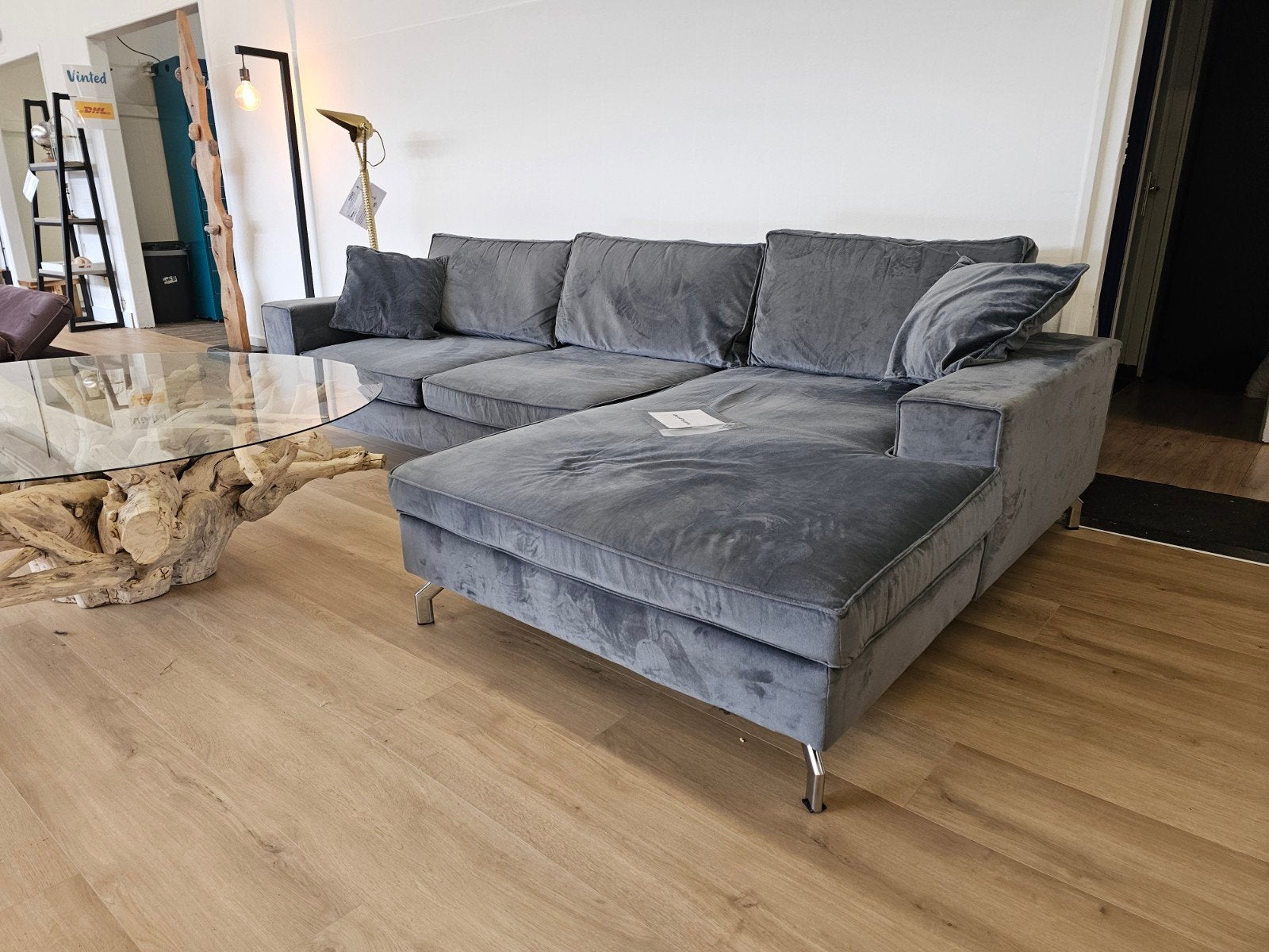 Velvet Hoekbank, 125 cm of meer, 125 cm of meer, Zo goed als nieuw, Info@homefriesland.nl