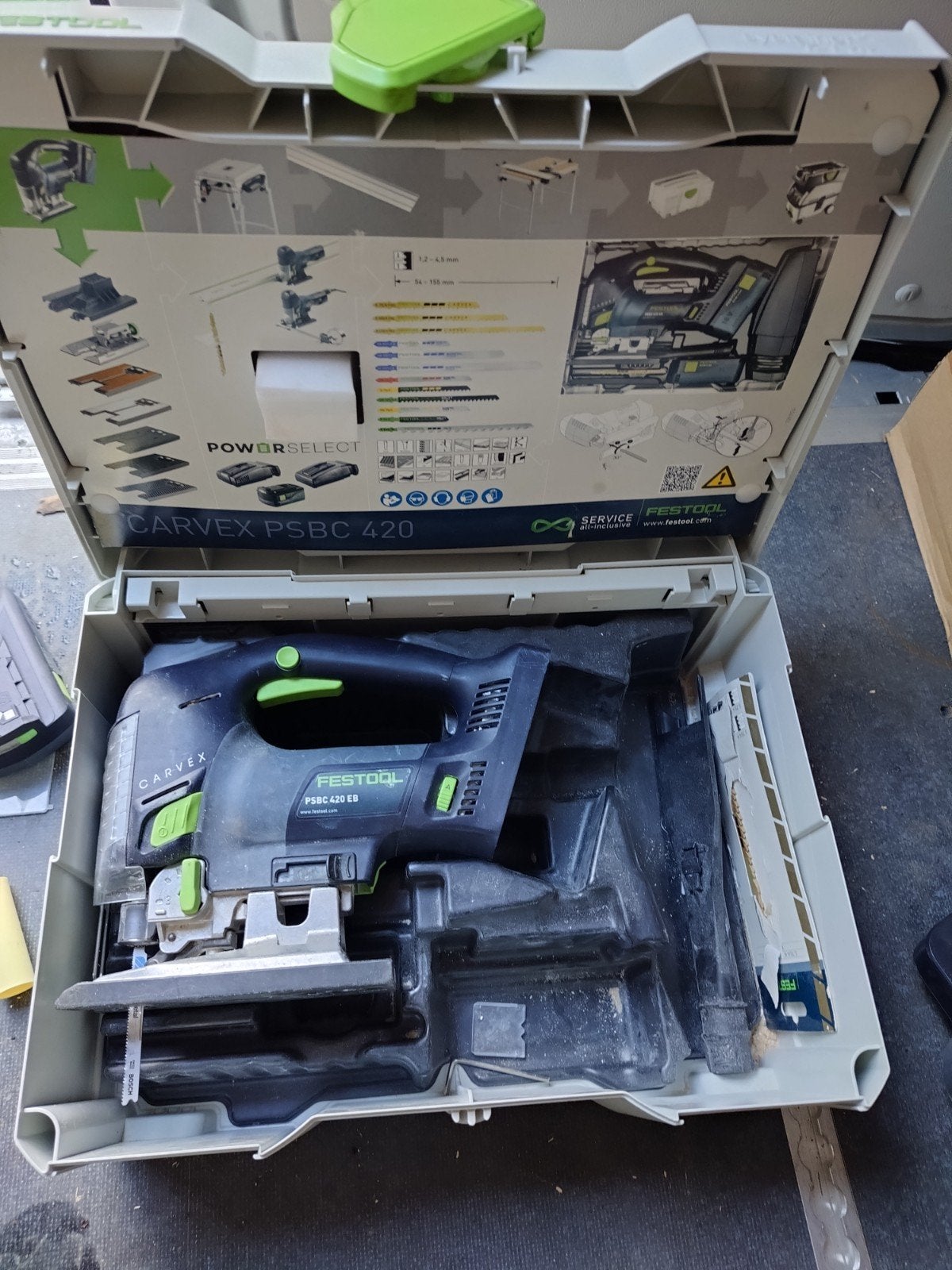 Festool Carvex PSBC 420 EB Decoupeerzaag (zonder accu), Gebruikt, Decoupeerzaag, Ophalen of Verzenden, 30 tot 70 mm