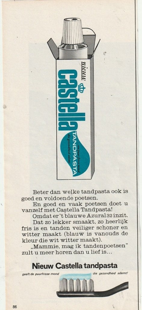 Retro reclame 1968 Castella Nijmegen nieuwe tandpasta, Verzamelen, Verzenden, Overige typen