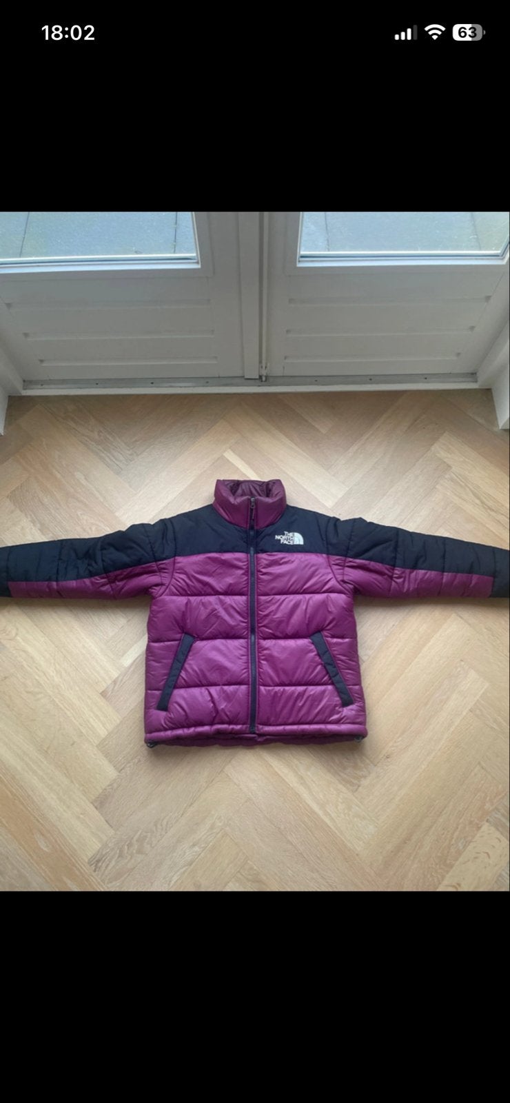 The North Face Puffer Jas Dames Maat L Paars Zwart, Ophalen of Verzenden, Zo goed als nieuw, Maat 42/44 (L), Paars