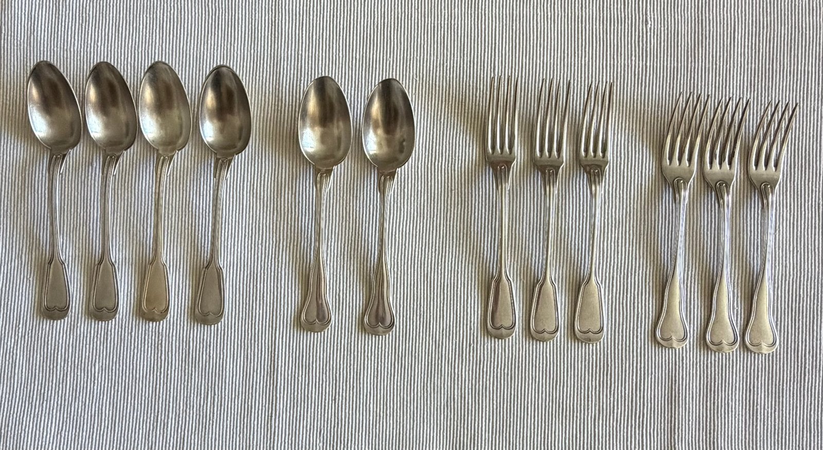 Christofle, verzilverd bestek 6 vorken/ 6 lepels. 1900, Antiek en Kunst, Ophalen of Verzenden