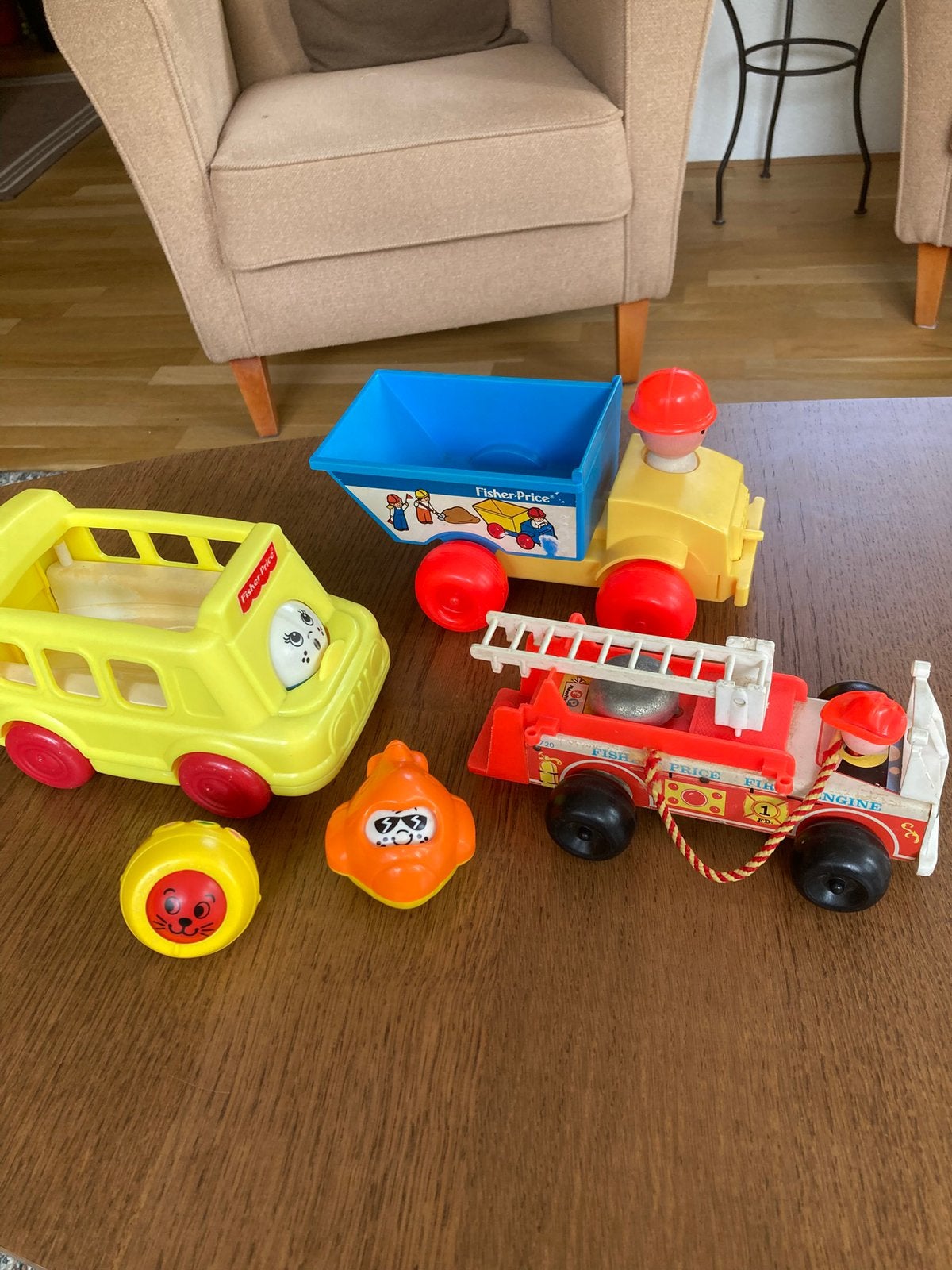 Vintage Fisher Price, drie voertuigen, Ophalen of Verzenden, Gebruikt