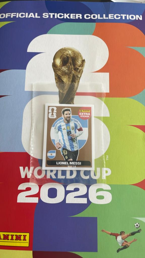 Messi wc 26 bronze panini sticker, Ophalen of Verzenden, Zo goed als nieuw, Sticker