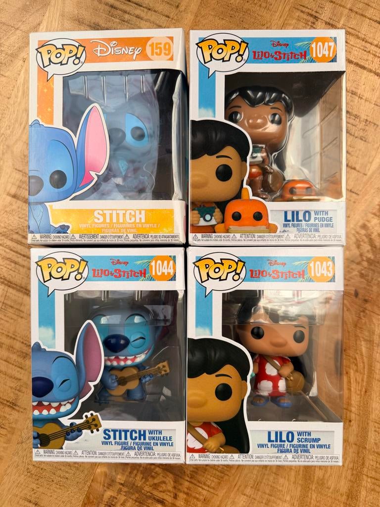 Funko Pop! Disney Lilo & Stitch Collectie (4 stuks), Verzamelen, Poppetjes en Figuurtjes, Zo goed als nieuw, Ophalen of Verzenden