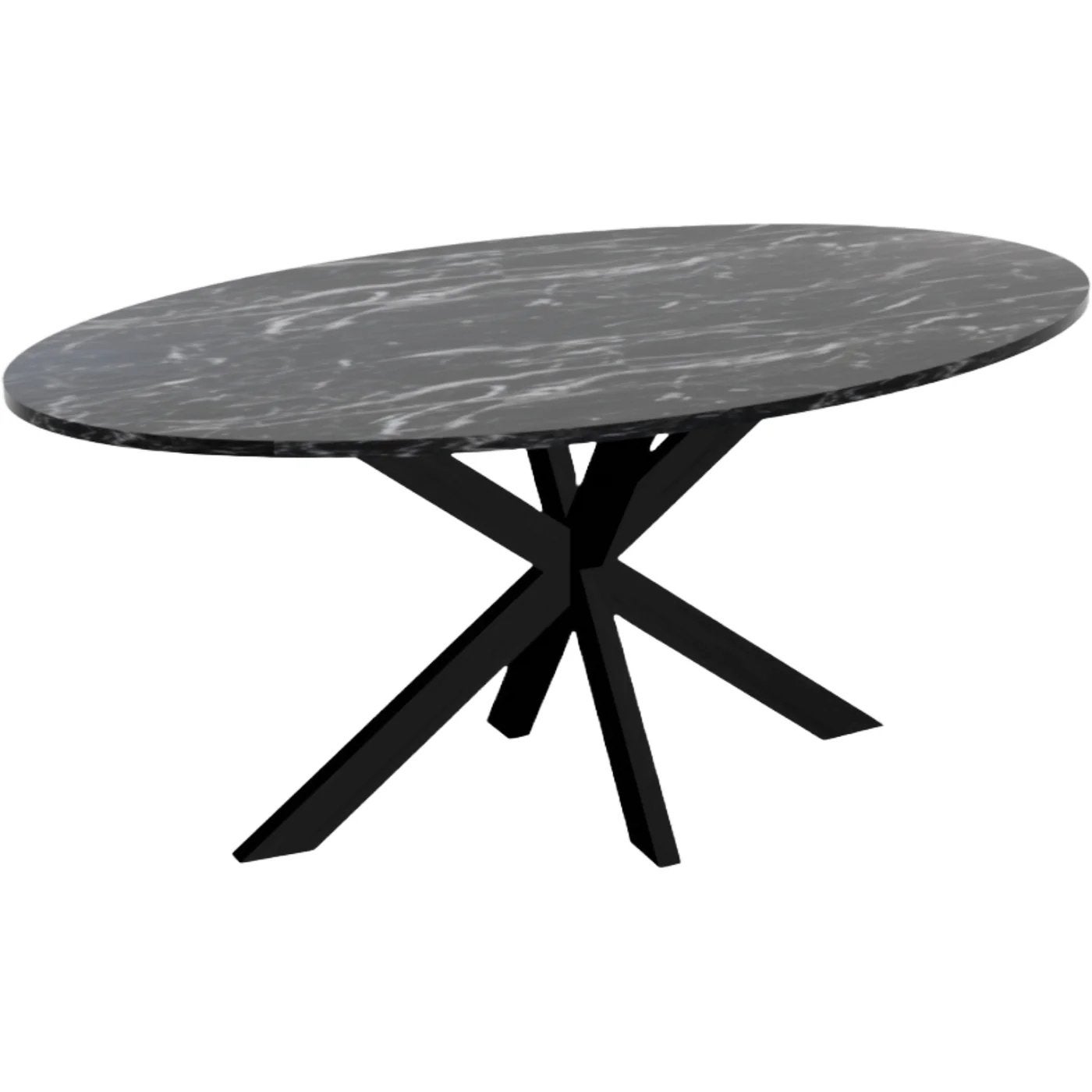Zwart marmeren eettafel, Ophalen, Gebruikt, 100 tot 150 cm, 200 cm of meer