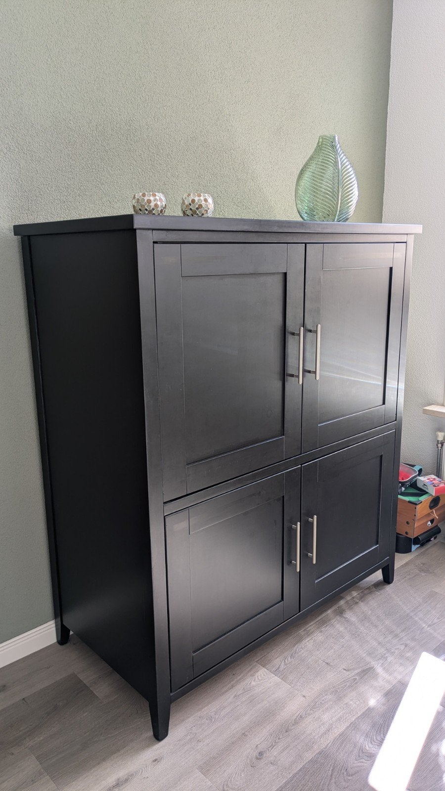 Zwart computerbureau/kast met opbergruimte, Ophalen, Gebruikt, 70 tot 120 cm, Modern, Functioneel