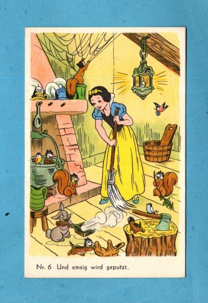 Oude Disney-kaart met Sneeuwwitje en haar vriendjes  M901, Verzamelen, Ansichtkaarten | Themakaarten, Verzenden, 1920 tot 1940