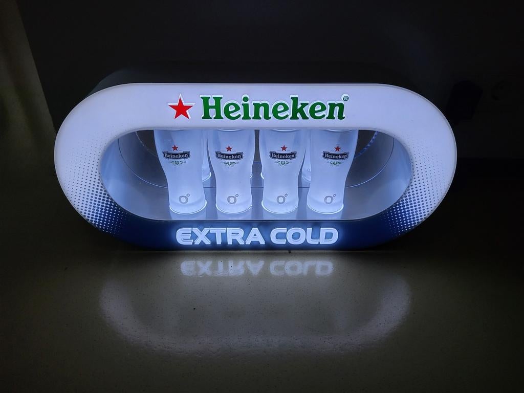 Heineken Extra Cold Lichtreclame., Verzamelen, Ophalen, Zo goed als nieuw, Lichtbak of (neon) lamp