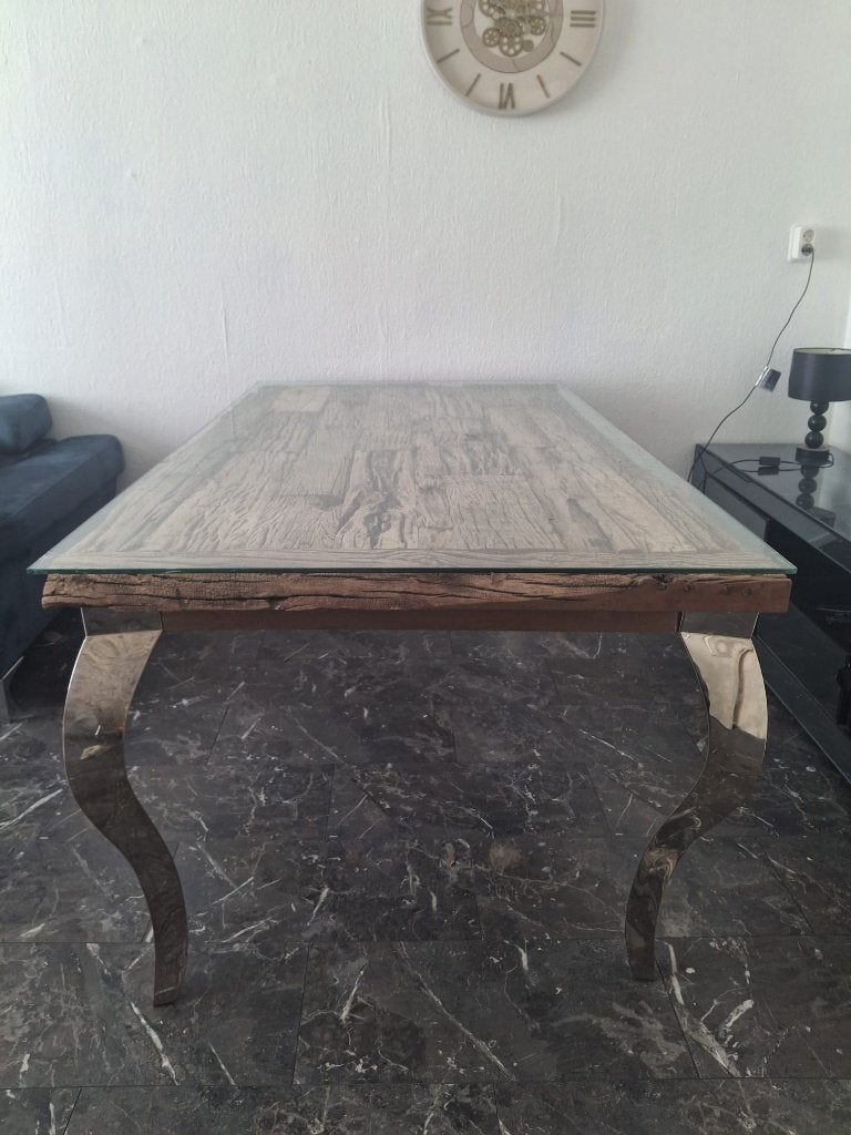 Rofra eettafel met glasplaat, Ophalen, 200 cm of meer, 50 tot 100 cm, Zo goed als nieuw
