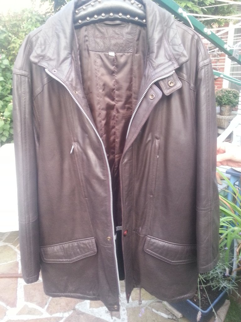 Bruine Leren Jas van Leather Clothes by R & G, Kleding | Heren, Jassen | Winter, Maat 52/54 (L), Bruin, Ophalen of Verzenden, Zo goed als nieuw