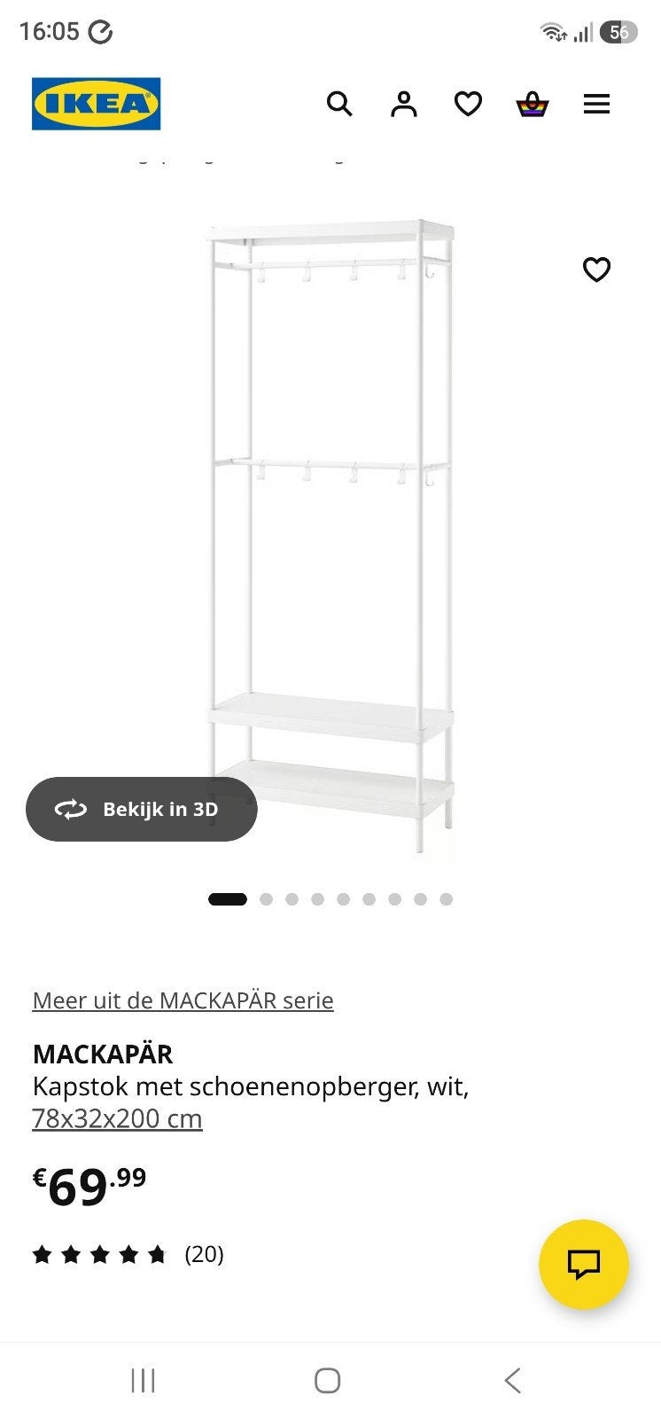 2x IKEA MACKAPÄR Kapstok met schoenenopberger, wit, Ophalen, IKEA of Sweden AB, SE-343 81 Älmhult, Zo goed als nieuw