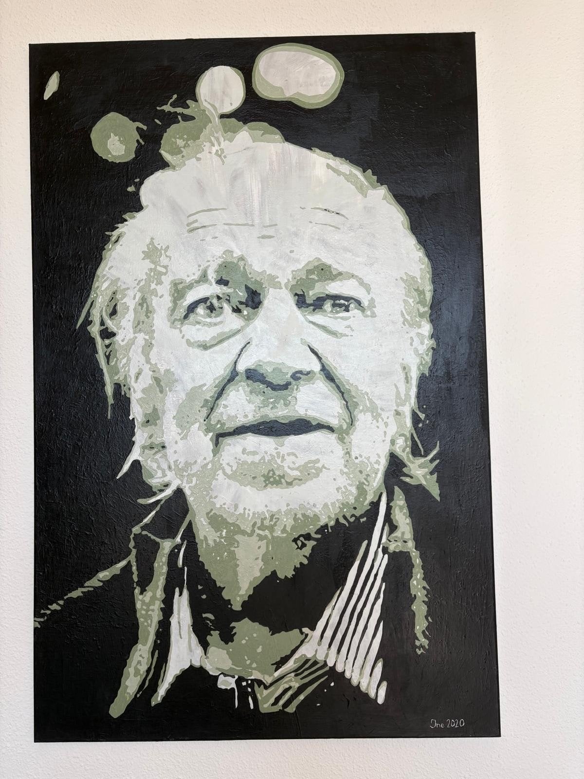 Schilderij Ramses Shaffy - 75x115 cm - Nieuwstaat, Antiek en Kunst, Ophalen, Acrylverf, Portret of Personen, Handgeschilderd
