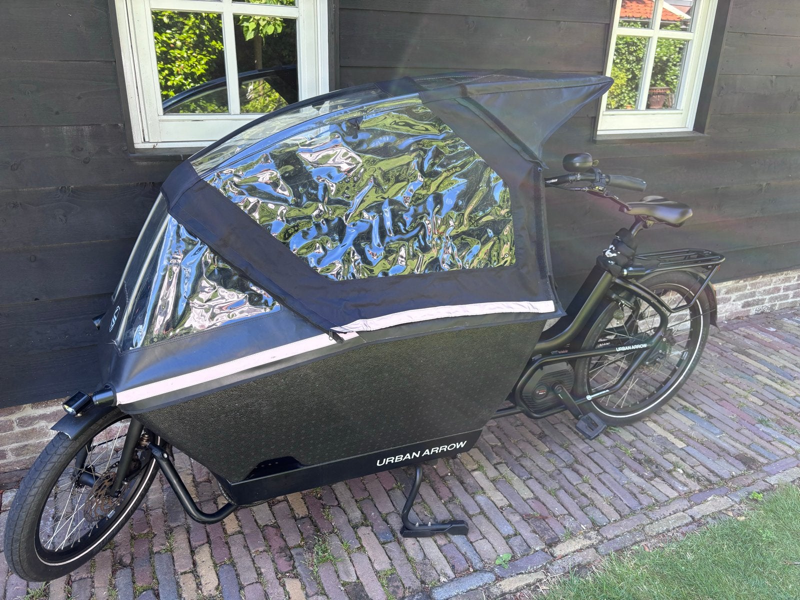 Urban Arrow bakfiets, cargo line, 2023, regenhuif, als nieuw, 3 kinderen, Elektrisch, Zo goed als nieuw, Schijfrem