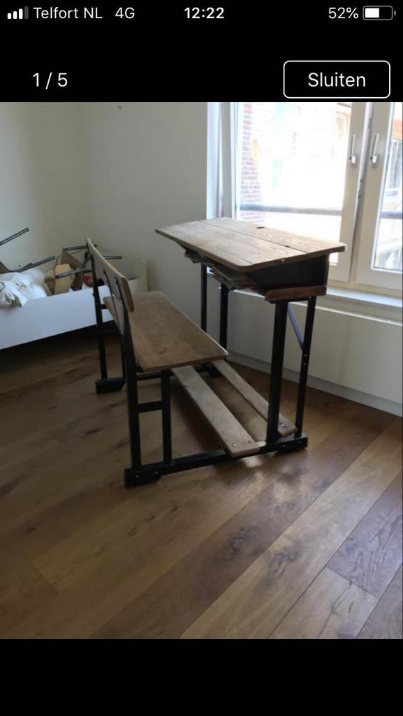 Vintage schoolbank, Ophalen, 50 tot 100 cm, Zo goed als nieuw, 25 tot 50 cm