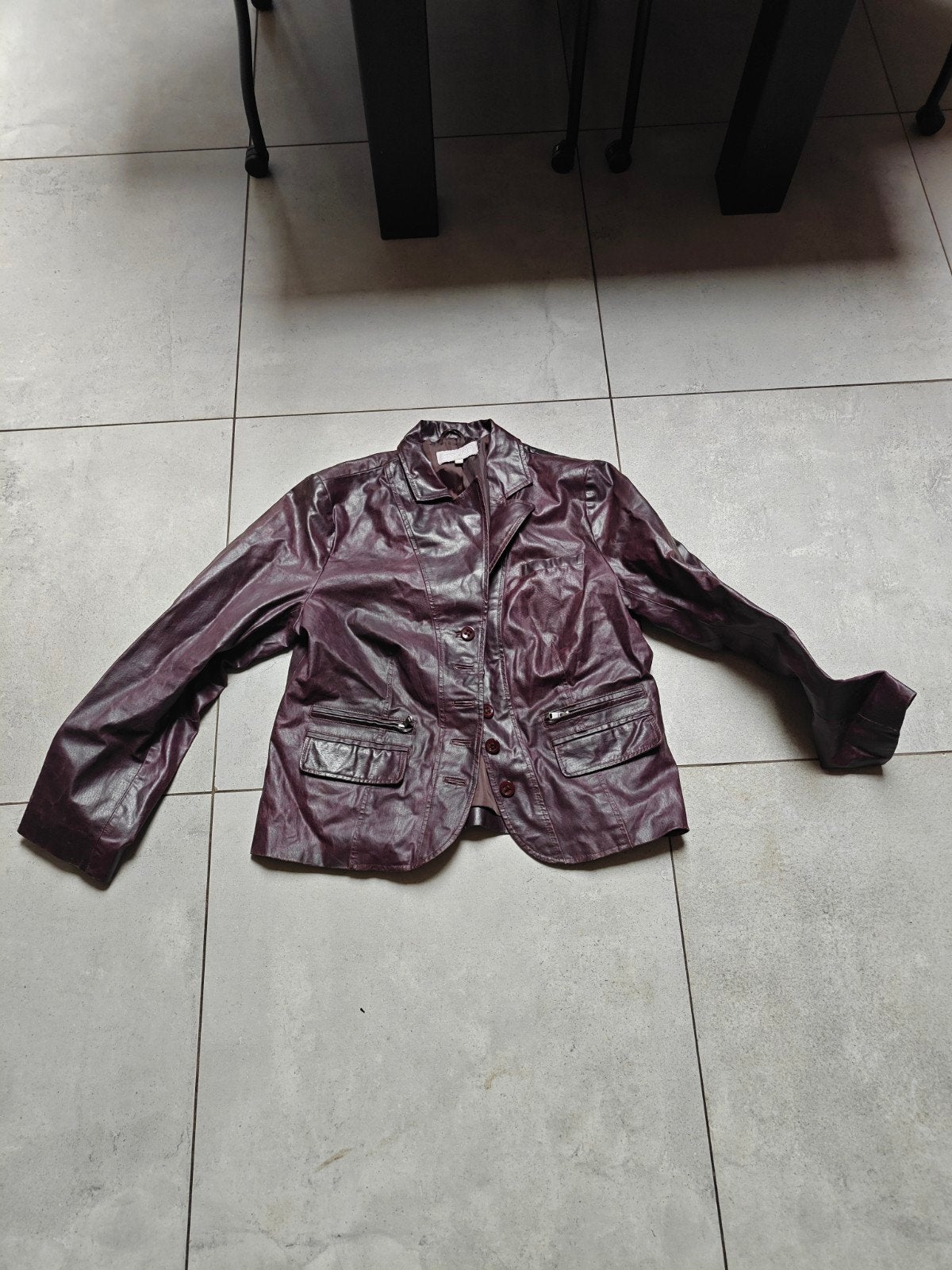 Leren jasje essentials maat 46, Kleding | Dames, Ophalen of Verzenden, Zo goed als nieuw, Maat 46/48 (XL) of groter, Zwart