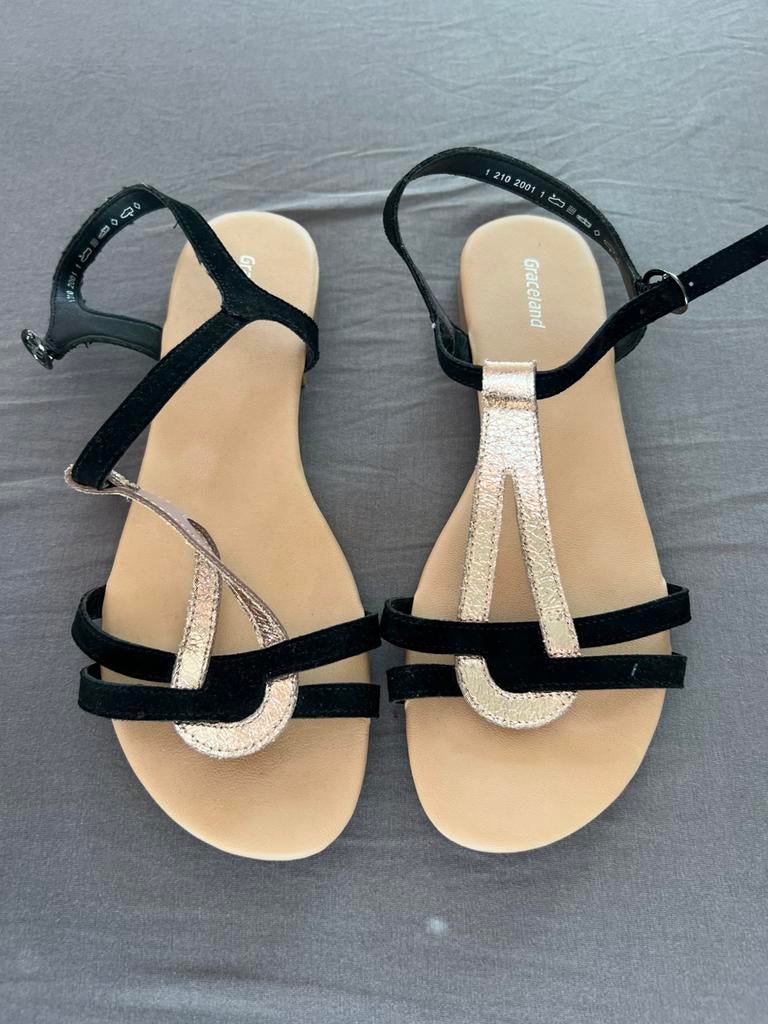 Graceland sandalen maat 39 zgan, Ophalen of Verzenden, Zo goed als nieuw, Zwart, Sandalen of Muiltjes