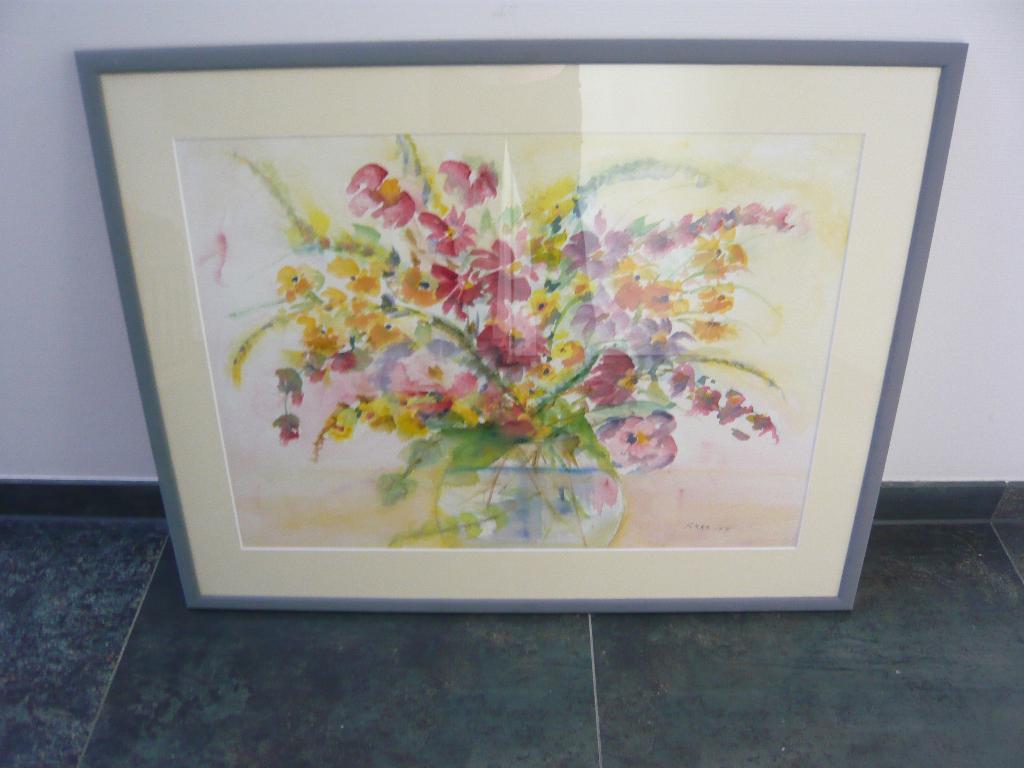 aquarel bloemen op vaas, Ophalen