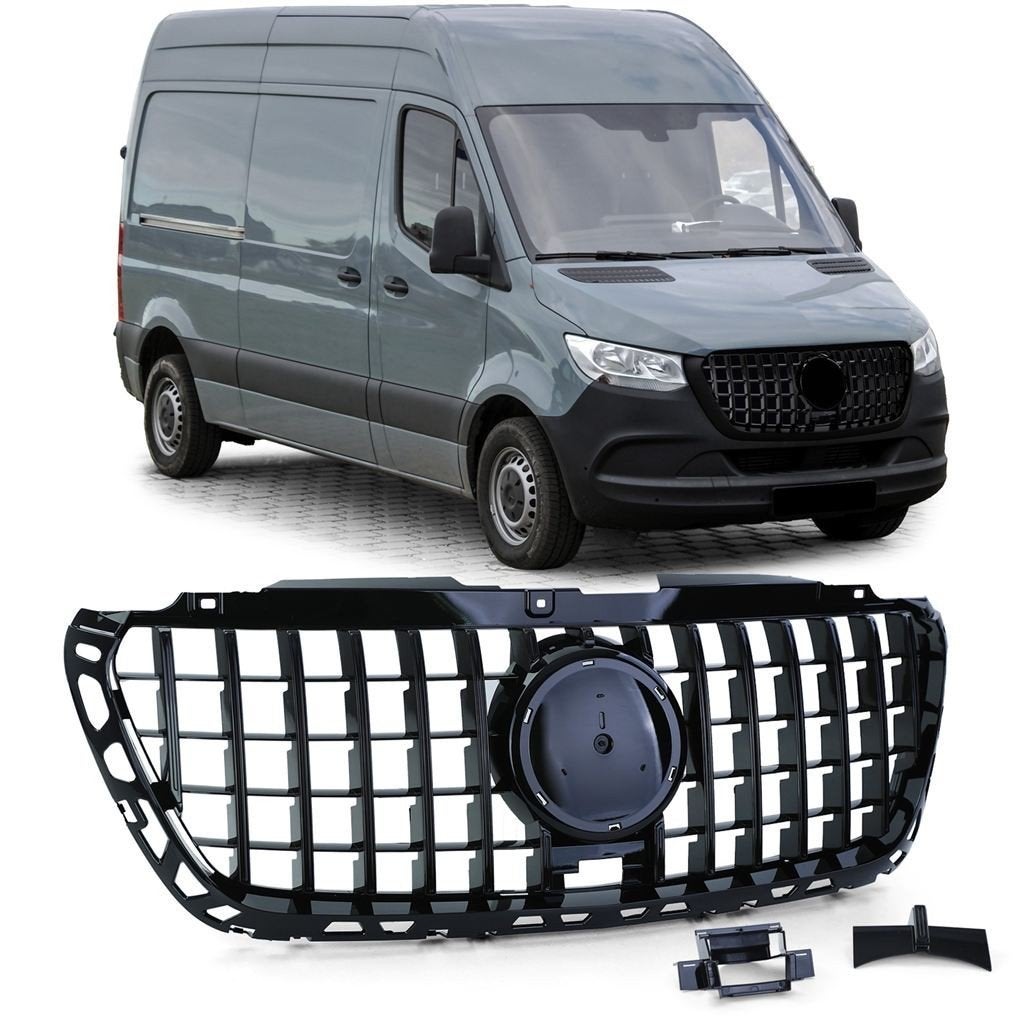 Grill Glans Zwart Voor Mercedes Sprinter W907 910 AMG Look, Auto diversen, Tuning en Styling, Verzenden, Automotive Parts, A.parts@hotmail.nl