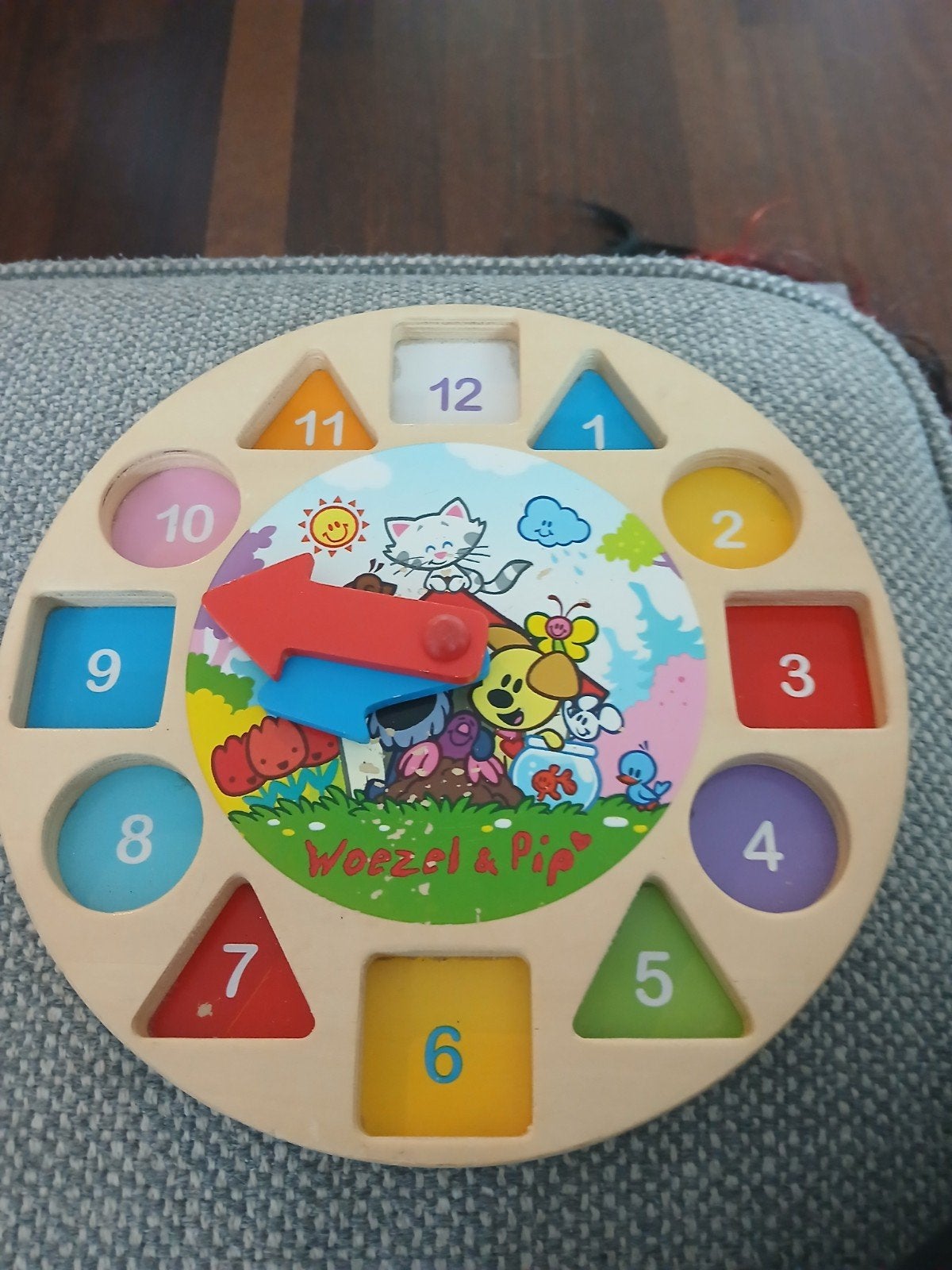 Houten vormenstoof klok Woezel & Pip, Ophalen of Verzenden, Zo goed als nieuw, Overige typen