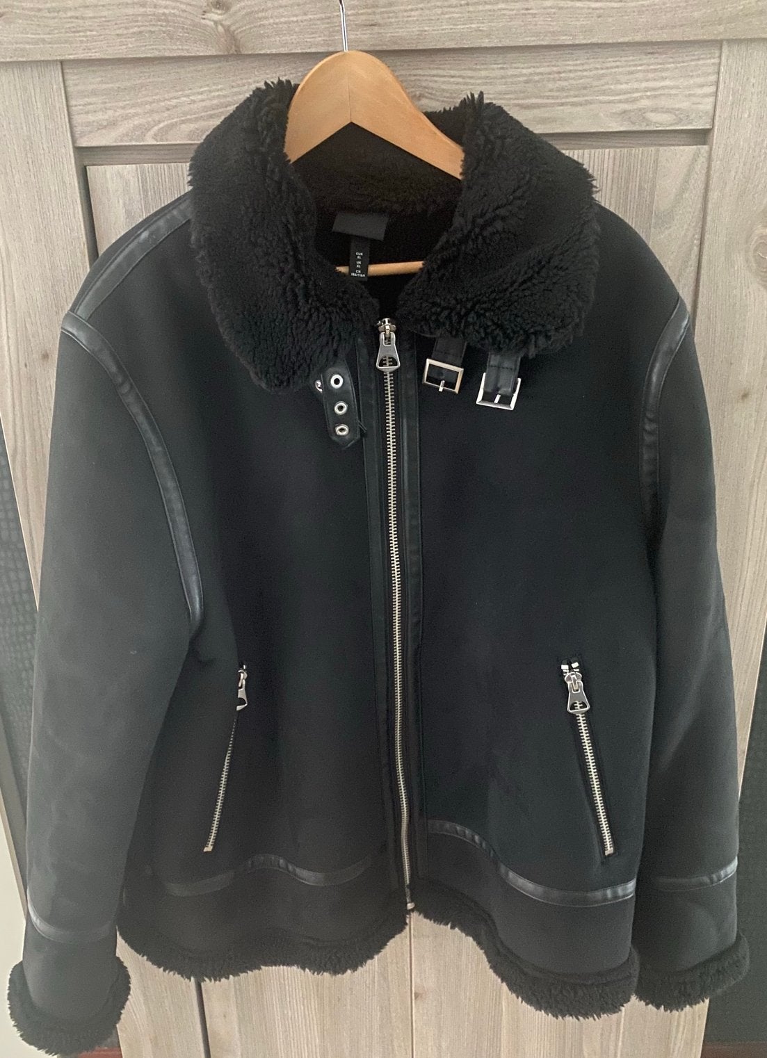 H&M Bikerjack, zwart suède met teddy, maat XL, nieuw, Zwart, Ophalen of Verzenden, H&M, Maat 56/58 (XL)