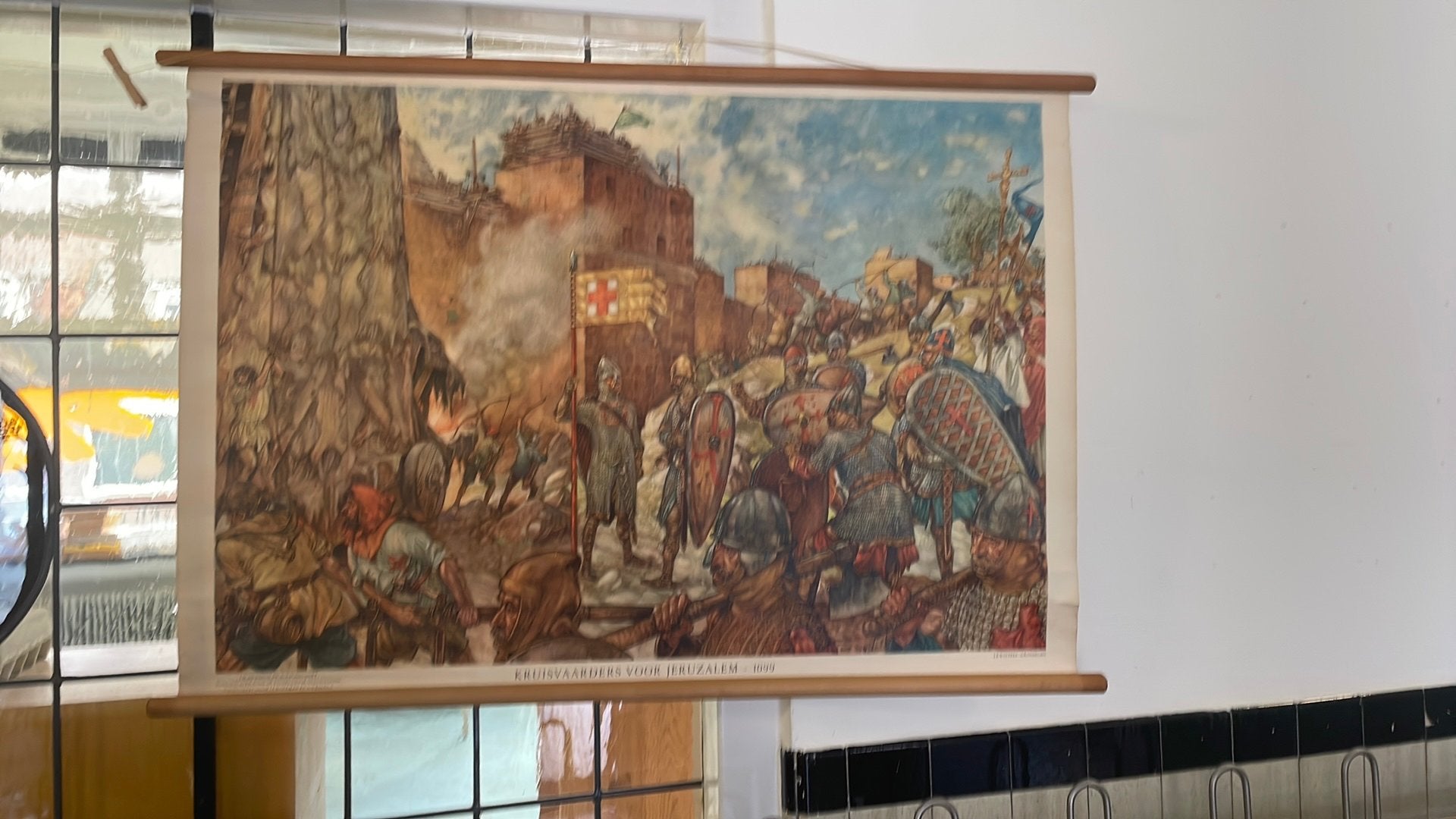 Vintage Schoolplaat: Kruisvaarders voor Jeruzalem 1099, Ophalen of Verzenden, Geschiedenis
