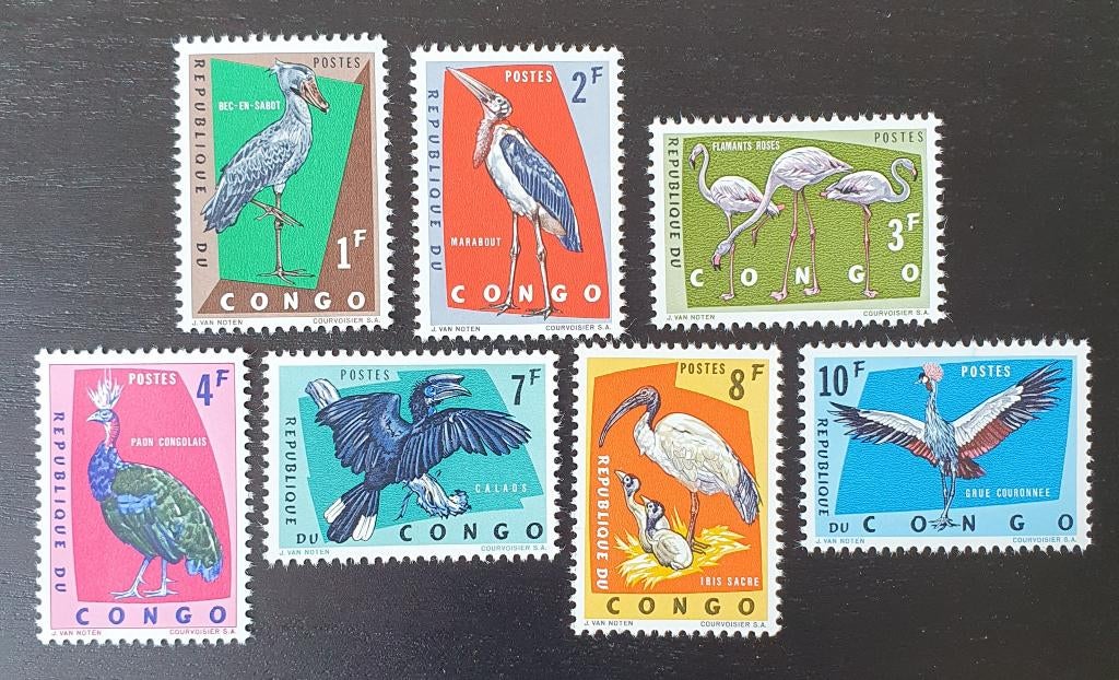 Congo 1963 Vogels Michel 112-118 postfris, Verzenden, Postfris, Dier of Natuur