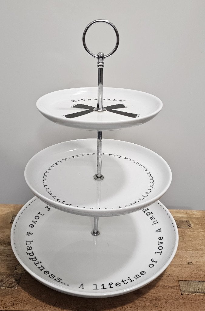 LEUKE WITTE "RIVERDALE" ETAGÈRE, Gebruikt, Overige merken, Keramiek, Ophalen of Verzenden
