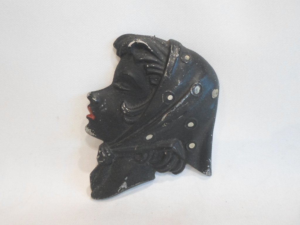Vintage Wanddecoratie Metaal Masker, Metaal, Gebruikt, Zwart, Vintage