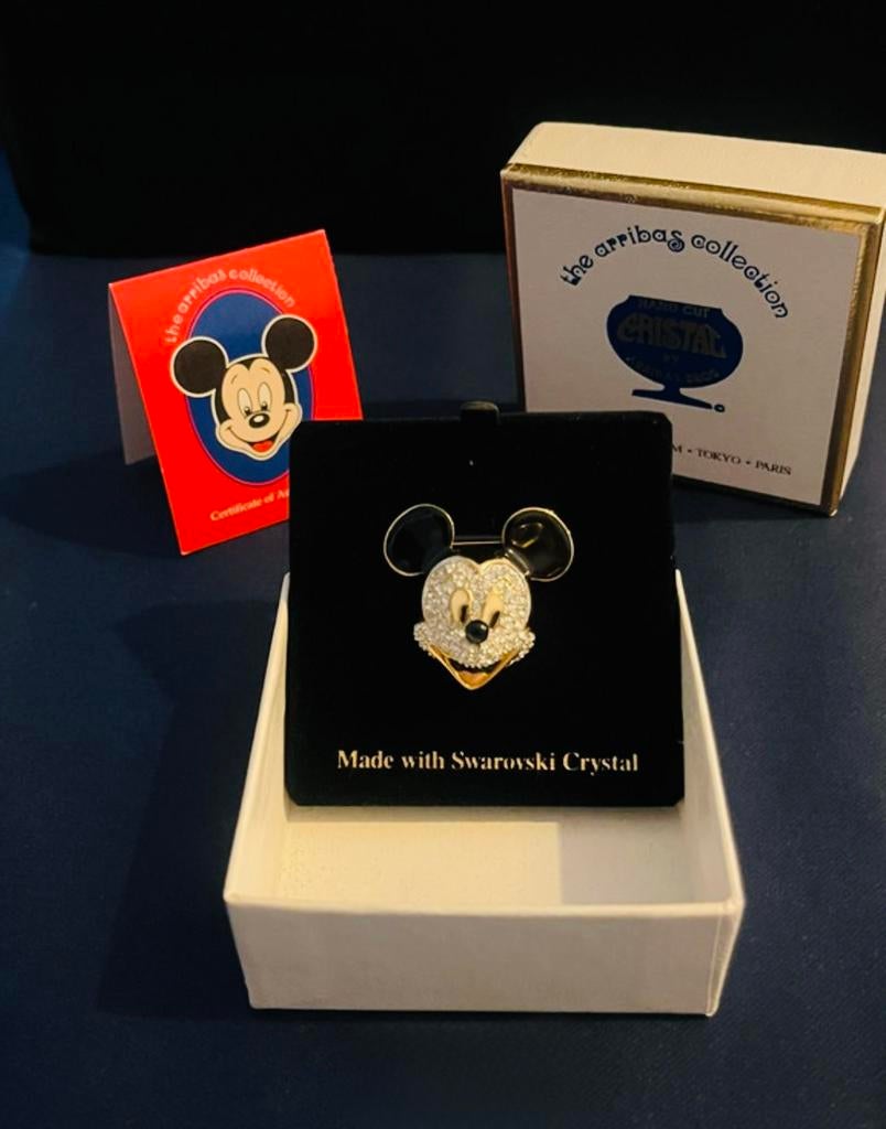 Arribas Brothers Mickey Mouse Broche met Swarovski Kristalle, Ophalen of Verzenden, Mickey Mouse, Zo goed als nieuw, Beeldje of Figuurtje