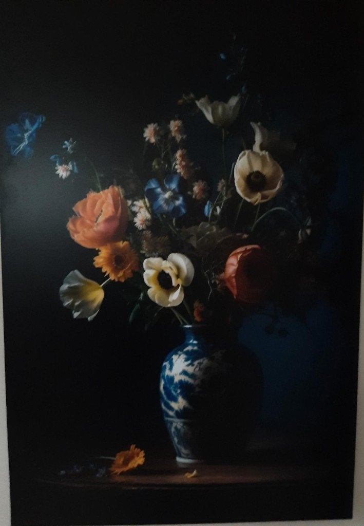 Aluminium bloemen schilderij, Antiek en Kunst, Kunst | Schilderijen | Modern, Ophalen