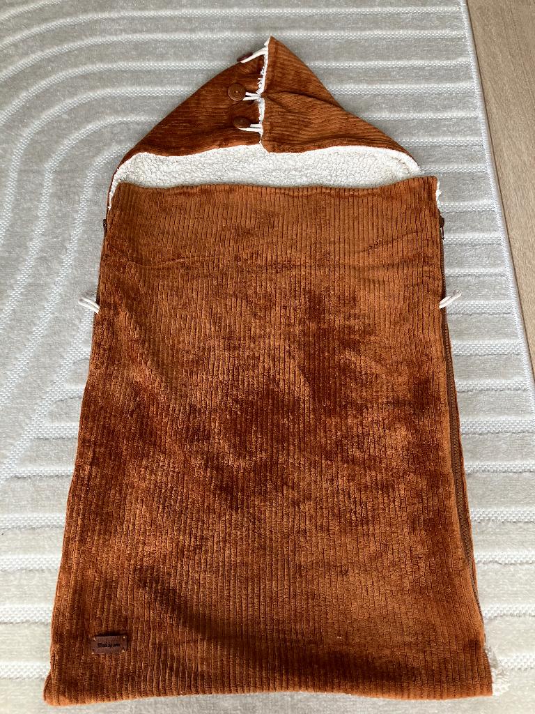Voetenzak teddy (camel kleur), Zo goed als nieuw, Met reiswieg, Ophalen, Kinderwagen