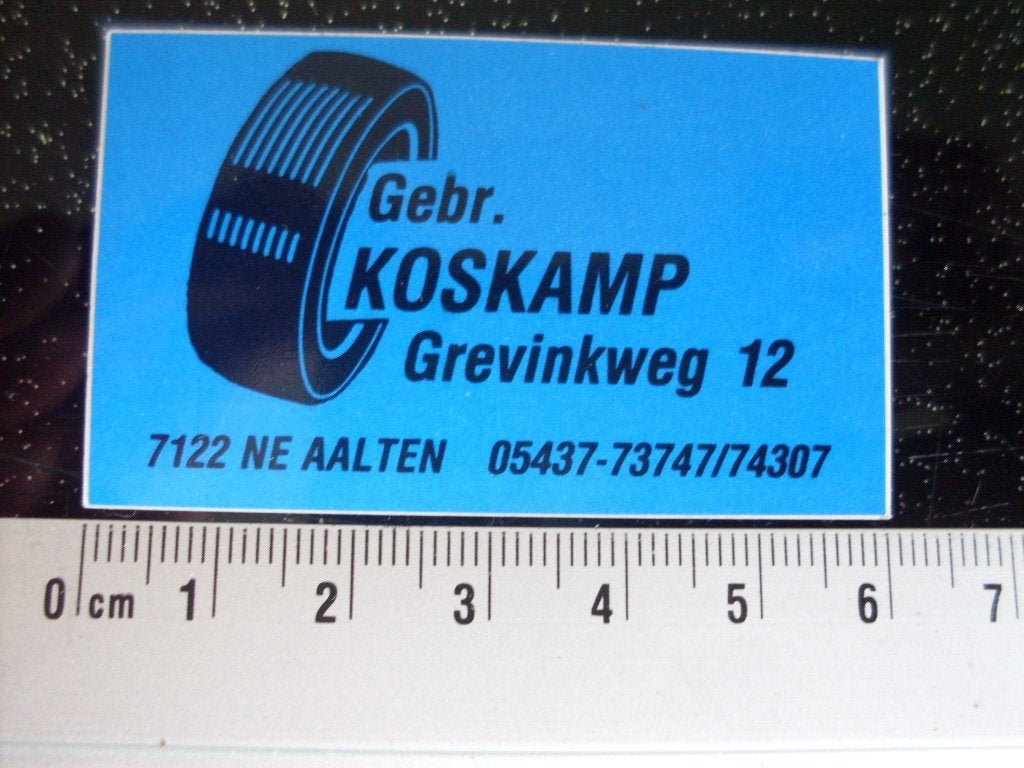 sticker Gebr. Koskamp aalten logo autoband, Verzenden, Zo goed als nieuw, Bedrijf of Vereniging